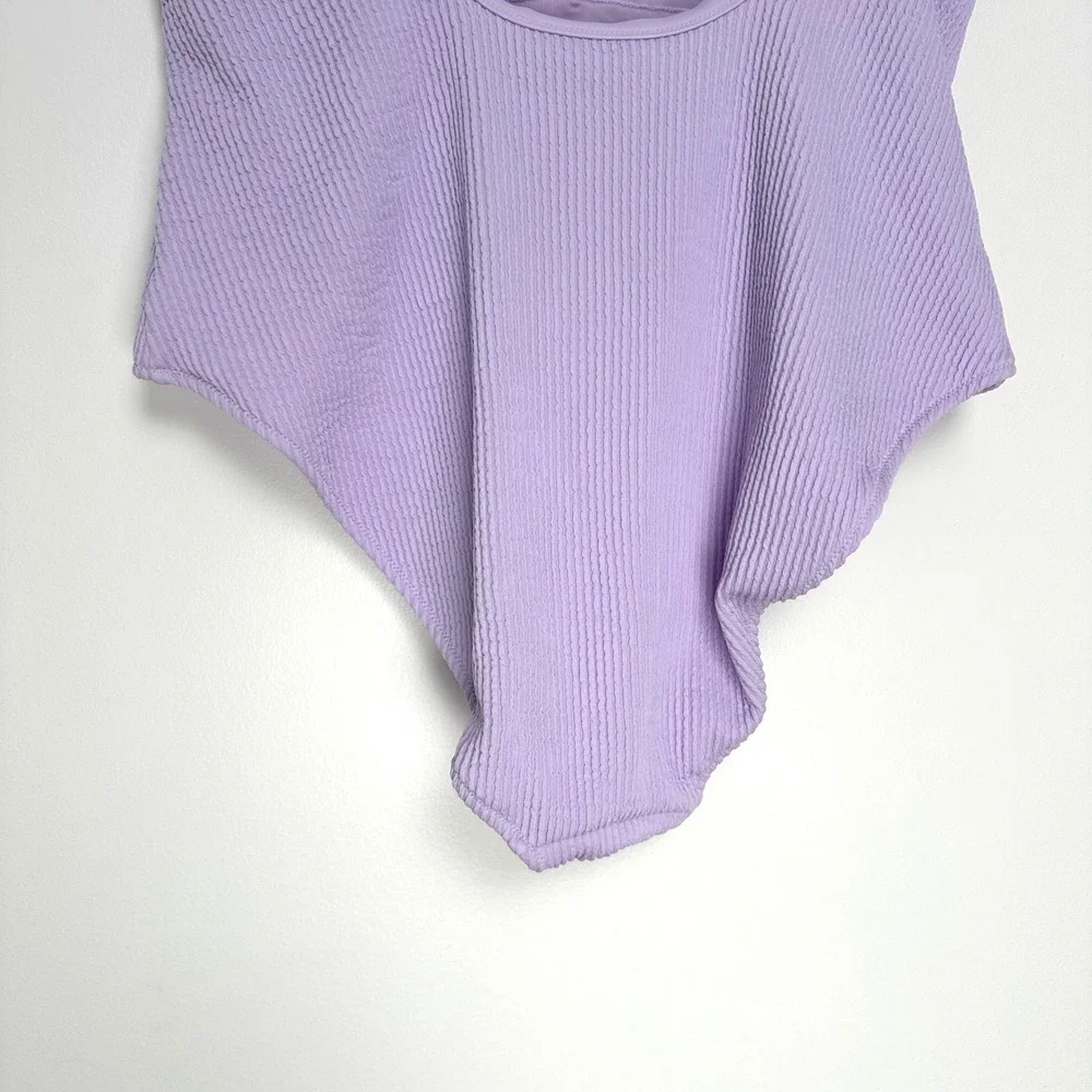 NWOT Aerie Crinkle Scoop Full Coverage One Piece‎ Swimsuit Lilac Purple XXL